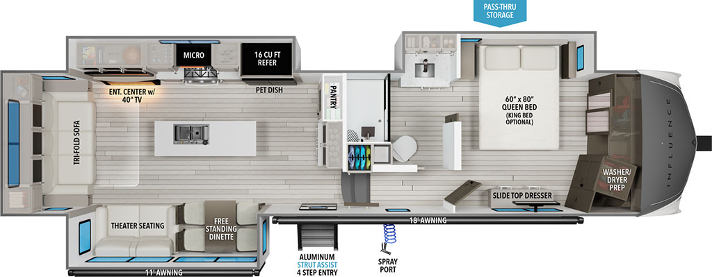 Image of floorplan for 2024 INFLUENCE 3503GK by GRAND DESIGN